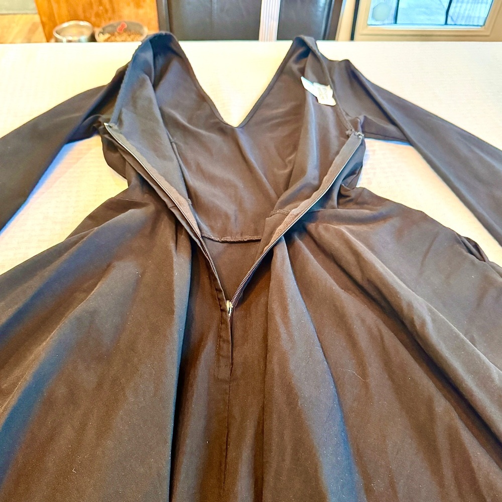 Unique Vintage Black Fit & Flare Midi Dress Women’s XL Long Sleeve - Picture 12 of 16